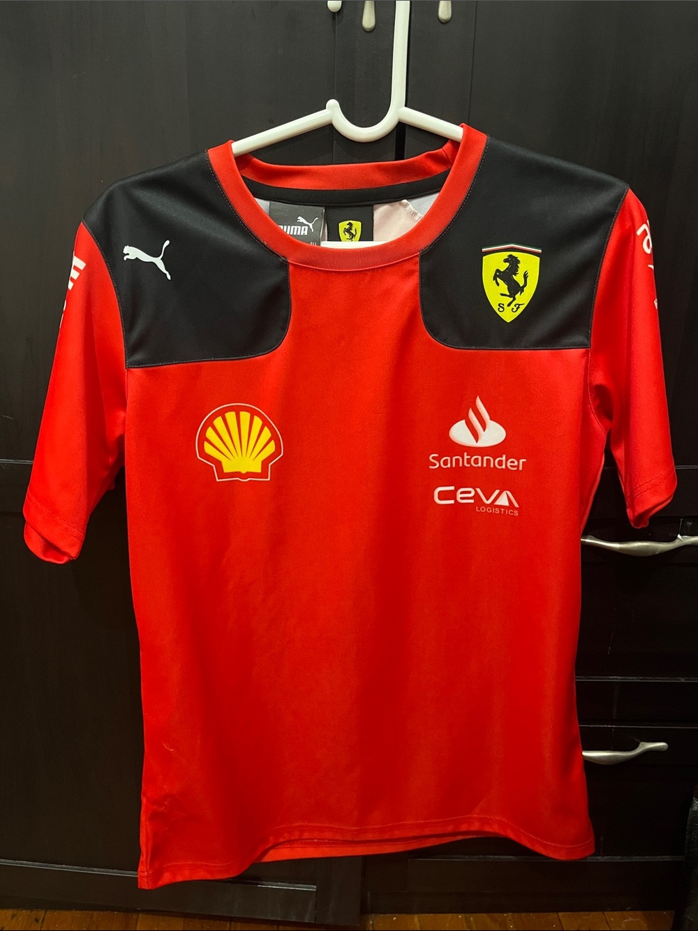 Puma Red and Black Ferrari Racing Shirt: Charles Leclerc